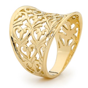 Gold Ring - Heart Filigree