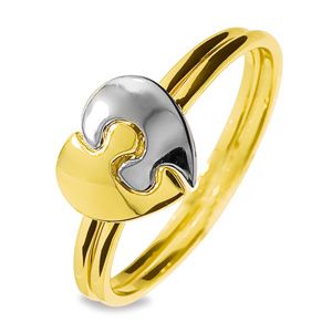 2 Tone Gold Ring - Puzzle Heart