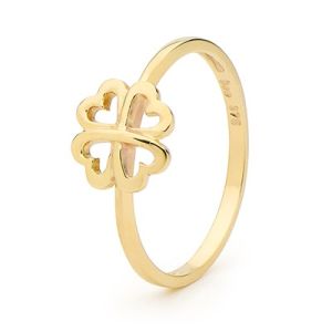 Gold Ring - Four Leaf Clover for Luck