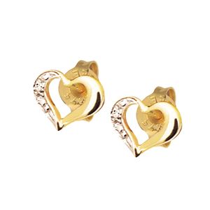 Diamond Gold Earrings - Heart Stud