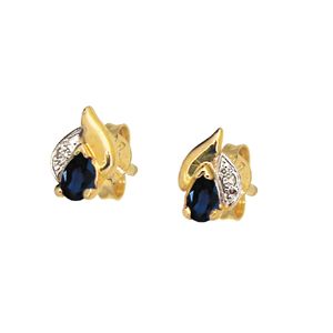 Sapphire and Diamond Gold Earrings - Pear cut