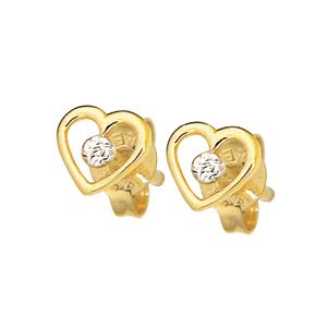 Diamond Gold Earrings - Heart Solitaire