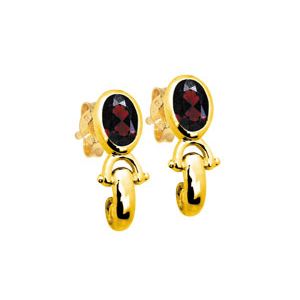 Garnet Gold Earrings - Bezel