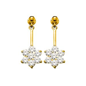 Cubic Zirconia CZ Gold Earrings - Floral