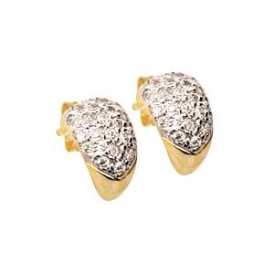 Cubic Zirconia CZ Gold Earrings - Pave Huggie
