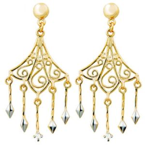 Diamond Gold Earrings - Chandelier Drop