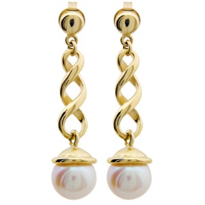 Pearl Gold Earrings - Twist