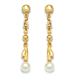 Pearl and Diamond Gold Earrings