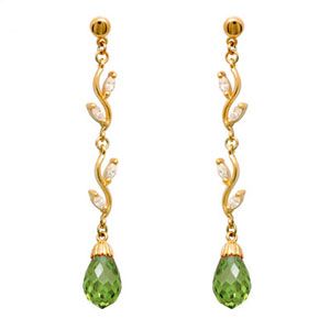 Olive Cubic Zirconia CZ Gold Earrings - Floral