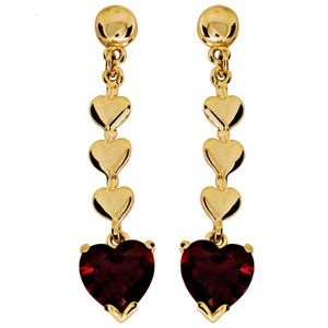 Garnet Gold Earrings - Heart