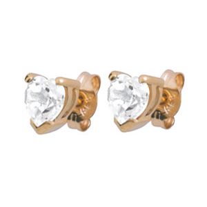 Cubic Zirconia CZ Gold Earrings - Heart Stud