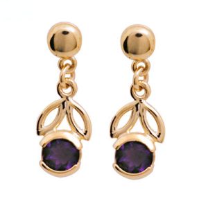 Amethyst Gold Earrings - Flower