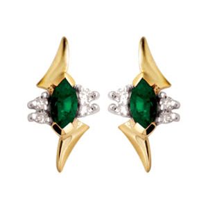 Emerald and Diamond Gold Earrings