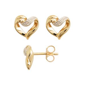 Diamond Gold Earrings - Heart Elegant