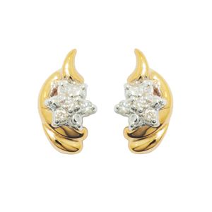 Diamond Gold Earrings - Flower