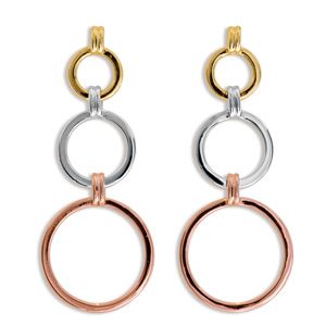 3 Tone Gold Earrings - Circle