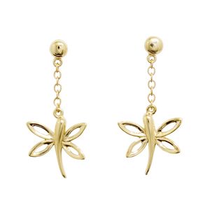 Gold Earrings - Dragonfly
