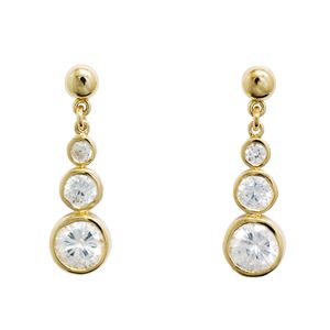 Cubic Zirconia CZ Gold Earrings - Trilogy