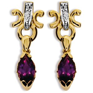 Amethyst and Diamond Gold Earrings