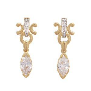 Cubic Zirconia CZ Gold Earrings - Marquise