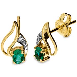 Emerald and Diamond Gold Earrings - Petal