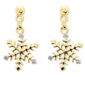 Diamond Gold Earrings - Snowflake