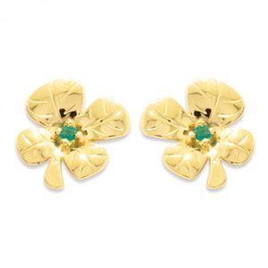 Emerald Gold Earrings - Shamrock