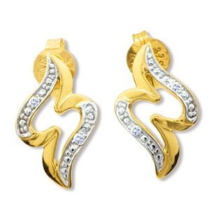 Diamond Gold Earrings - Zigzag