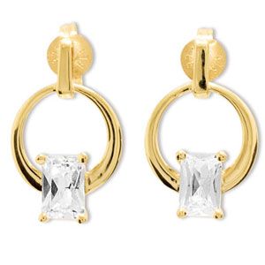 Cubic Zirconia CZ Gold Earrings - Circle