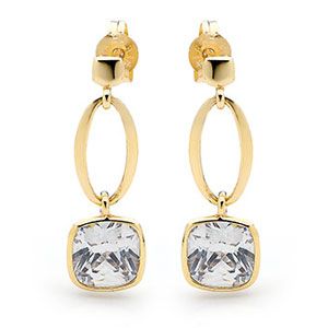 Cubic Zirconia CZ Gold Earrings - loop