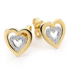 Diamond Gold Earrings - Hearts