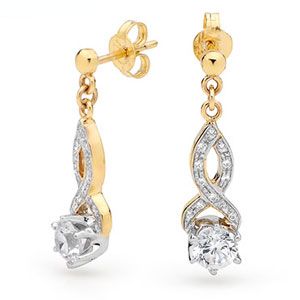 Cubic Zirconia CZ Gold Earrings - Infinity