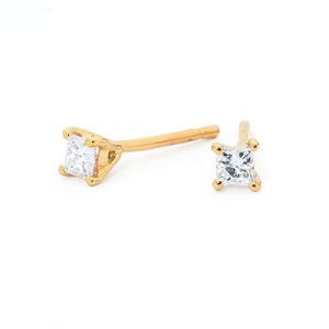 Diamond Gold Earrings .10ct Princess Cut Studs