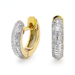 Diamond Gold Earrings - Huggie Illusion Set