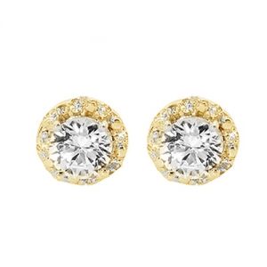 Cubic Zirconia CZ Gold Earrings - Halo