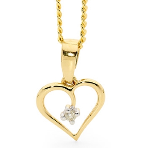 Diamond Gold Pendant - Heart Love
