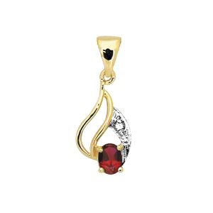 Ruby and Diamond Gold Pendant - Oval 4x3mm