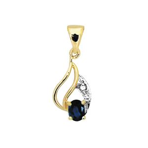 Sapphire and Diamond Gold Pendant - Drop
