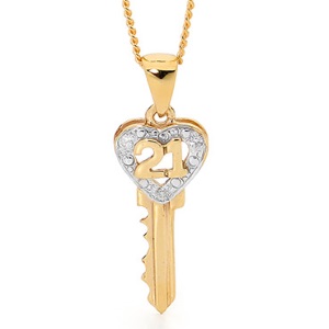 Diamond Gold Pendant - 21 Key - Heart