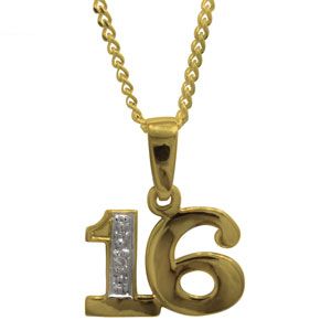 Diamond Gold Pendant - 16 Number Pendant