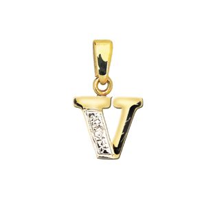 Diamond Gold Pendant - V Initial