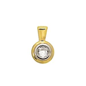 Cubic Zirconia CZ Gold Pendant - Double Bezel 4mm