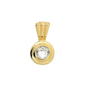 Cubic Zirconia CZ Gold Pendant - Double Bezel 5mm