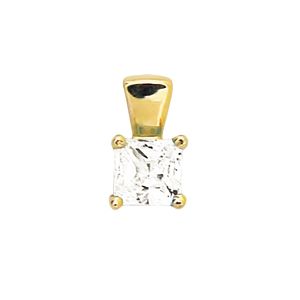 Cubic Zirconia CZ Gold Pendant - Square 4mm