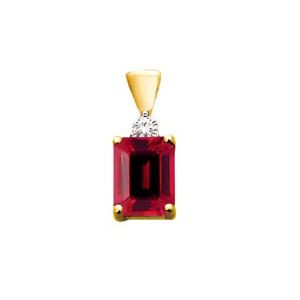 Ruby and Diamond Gold Pendant - Emerald cut