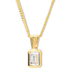 Cubic Zirconia CZ Gold Pendant