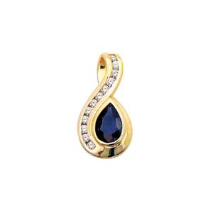 Sapphire and Diamond Gold Pendant - Channel Set