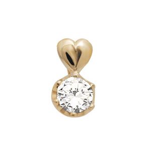 Cubic Zirconia CZ Gold Pendant - Heart