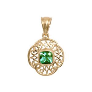 Emerald Gold Pendant - Filigree