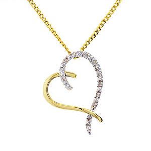 Diamond Gold Pendant - Heart 2 Tone